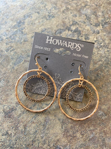 Gold, stone circle earrings