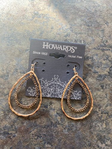 Gold, stone oval earrings