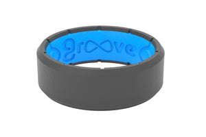 Groove Life Men’s Edge Deep Stone Grey/Blue Silicone Ring