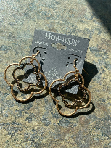 Gold, stone geometric earrings