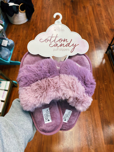 Hello Mello— Purple Cotton Candy Slippers