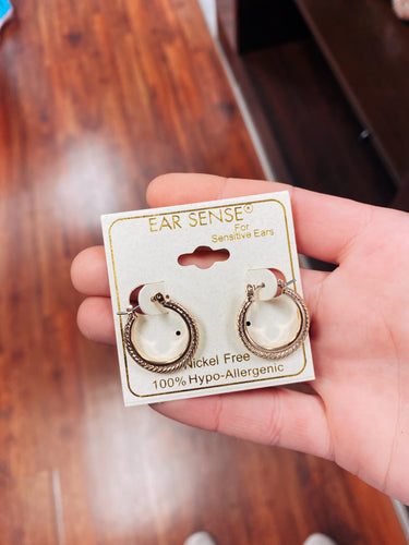 Ear Sense Earrings— Detailed Gold Hoops