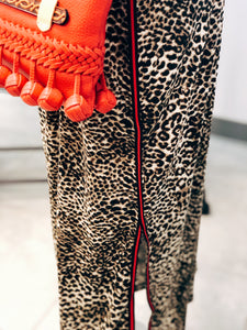 Side Slit Mid-Length Cheetah Skirt