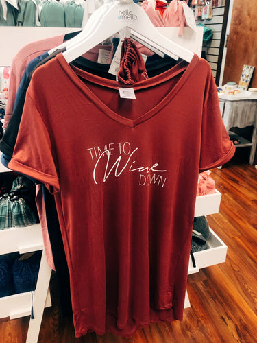 Hello Mello Sleep Tee—Time To Wine Down