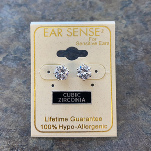Ear Sense 6mm Diamond Studs—Silver