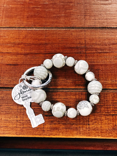 White Small Wrist Keychain/Bracelet