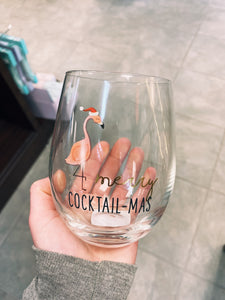 Christmas in July Themed Wine Glasses