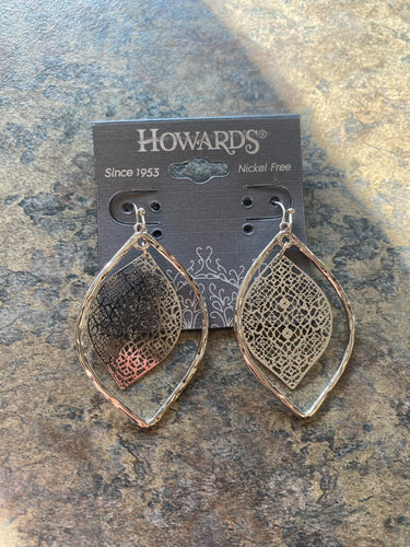 Silver lace tear drop earrings