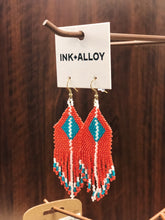 Load image into Gallery viewer, Pink/Blue Beaded Fringe Earring