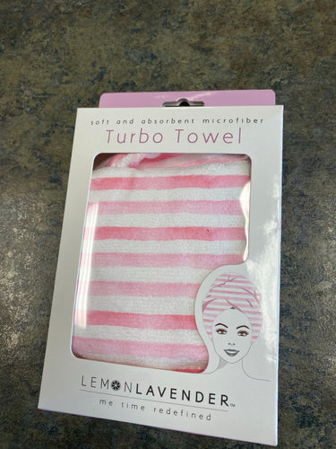 Pink striped microfiber hair towel